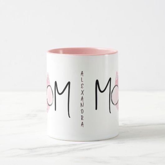 Cute Pink Cat's Mother Mothers Day Personalized  Tasse (Zentrum)