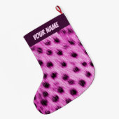 Cute Pink Cheetah Fur Look Add Your Name Großer Weihnachtsstrumpf (Rückseite (Hängend))