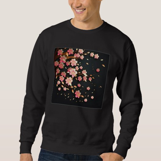 Cute Pink Cherry Blossom Illustration Flowers Mini Sweatshirt (Vorderseite)
