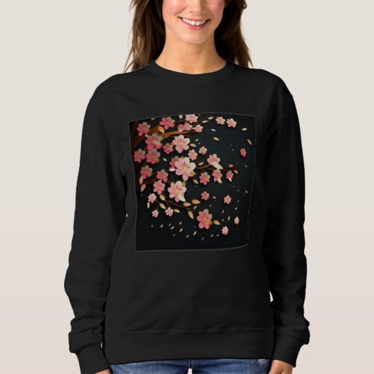 Cute Pink Cherry Blossom Illustration Flowers Mini Sweatshirt (Vorderseite)