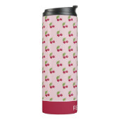 Cute Pink Cherry Pattern Personalised Thermosbecher (Nach links gedreht)