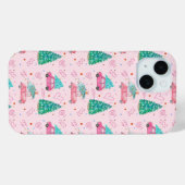 Cute Pink Christmas Car Tree Seamless Pattern Case-Mate iPhone Hülle (Rückseite (Horizontal))