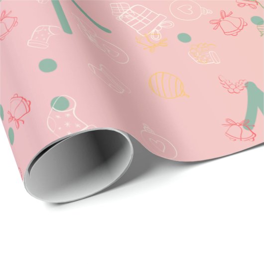 Cute Pink Christmas Geschenkpapier (Rolleneckpunkt)