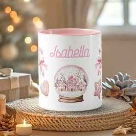 Cute Pink Christmas gingerbread Cookies Name Tasse