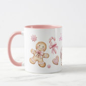 Cute Pink Christmas gingerbread Cookies Name Tasse (Links)