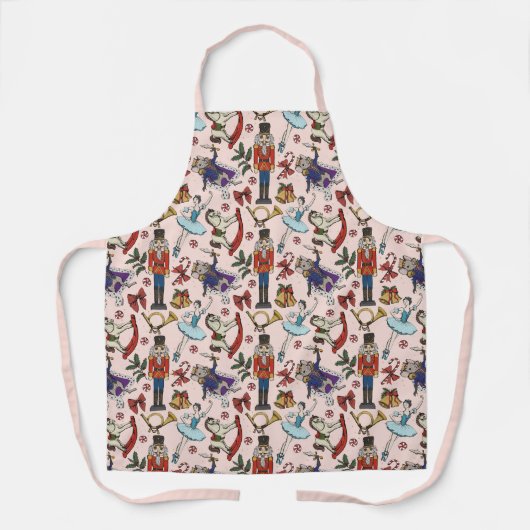 Cute Pink Christmas Nutcracker Ballet Pattern Schürze (Vorderseite)