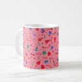“Cute Pink Christmas Pattern Mug – Festive Holiday Kaffeetasse (Vorderseite Links)