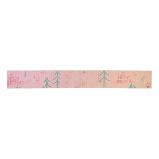 Cute Pink Christmas Ripsband (Vorderseite)