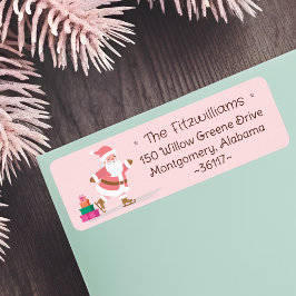 Cute Pink Christmas Santa Claus Ice Skating 