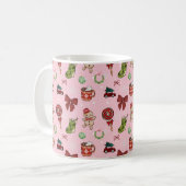 Cute Pink Christmas Seamless Pattern Kaffeetasse (Vorderseite Links)