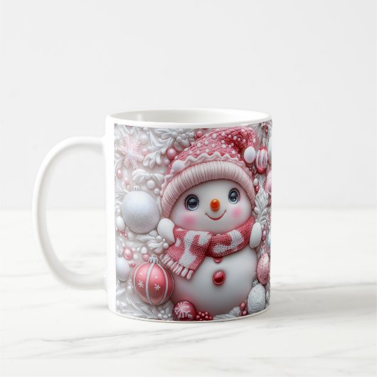 Cute Pink Christmas Snowman Mug | Cozy Winter Mug Kaffeetasse (Links)