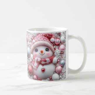 Cute Pink Christmas Snowman Mug | Cozy Winter Mug Kaffeetasse