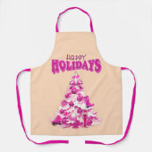 Cute Pink Christmas Tree Happy Holidays Schürze (Vorderseite)