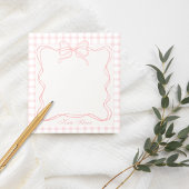 Cute Pink Coquette Bow Gingham Personalized Name Notizblock