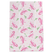 Cute Pink Coquette Christmas Candy Cane With Bow Mittlere Geschenktüte (Rückseite)