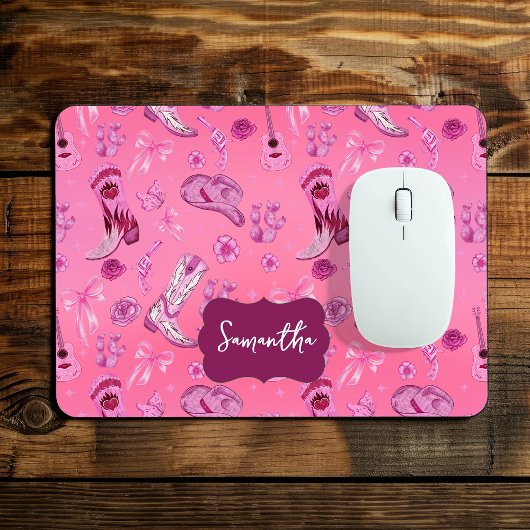 Cute pink Coquette country girl aesthetic pattern Mousepad