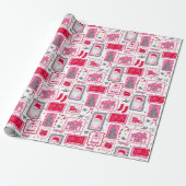 Cute Pink Coquette Frames Pattern Christmas Geschenkpapier (Ungerollt)