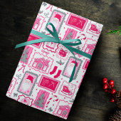 Cute Pink Coquette Frames Pattern Christmas Geschenkpapier