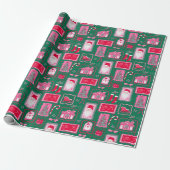 Cute Pink Coquette Frames Pattern Christmas green Geschenkpapier (Ungerollt)