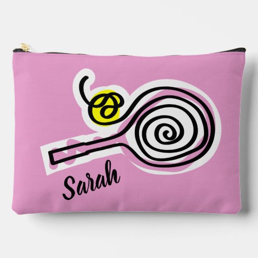Cute pink cosmetics bag with tennis racket design zubehörtasche (Vorderseite)