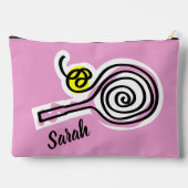Cute pink cosmetics bag with tennis racket design zubehörtasche (Rückseite)