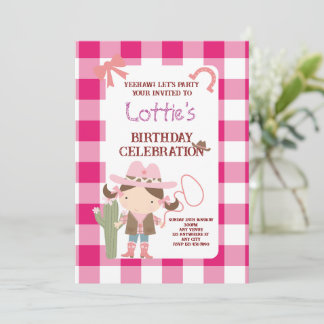 Cute Pink Cowirl Child's Birthday Einladung
