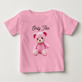 Cute Pink Crocheted Baby Girl's Personalized Baby T-shirt