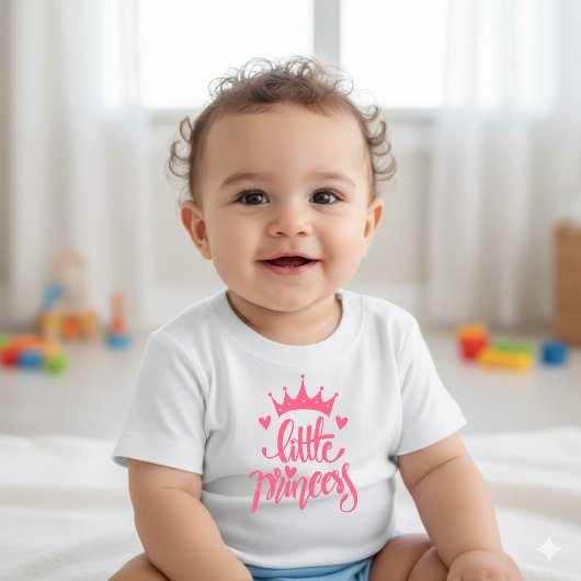 Cute Pink Crown Little Princess Baby T-Shirt Baby Strampler