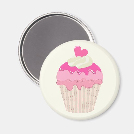 Cute Pink Cupcake Magnet (Vorderseite/Rückseite)