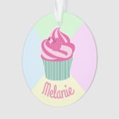 Cute Pink Cupcake Pastel Colors Personalised Ornament (Vorderseite)