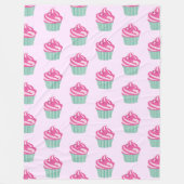 Cute Pink Cupcakes Pattern Pastel Pink Fleecedecke (Vorderseite)