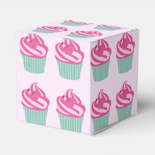 Cute Pink Cupcakes Pattern Pastel Pink Geschenkschachtel (Rückseite)