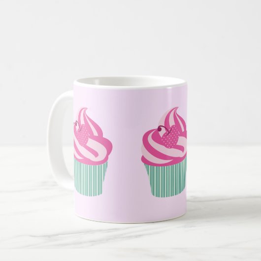 Cute Pink Cupcakes Pattern Pastel Pink Kaffeetasse (Vorderseite Links)
