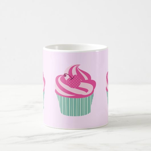 Cute Pink Cupcakes Pattern Pastel Pink Kaffeetasse (Mittel)
