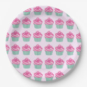 Cute Pink Cupcakes Pattern Pastel Pink Pappteller (Vorderseite)