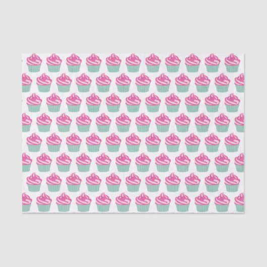 Cute Pink Cupcakes Pattern Pastel Pink Seidenpapier (Vorderseite)