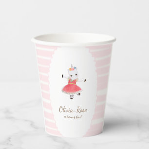Cute Pink Dancing Ballerina Unicorn Birthday Pappbecher