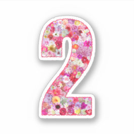 Cute Pink Decorative Botanical Floral Number 2 Aufkleber
