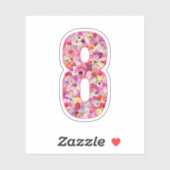 Cute Pink Decorative Botanical Floral Number 8 Aufkleber (Blatt)