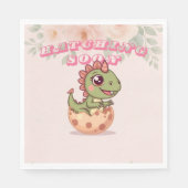 Cute Pink Dino Hatching Soon Serviette (Vorderseite)