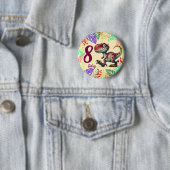 Cute Pink Dinosaur 8th Birthday Button (Beispiel)