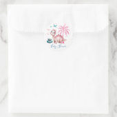 Cute Pink Dinosaur Baby Shower Runder Aufkleber (Tasche)