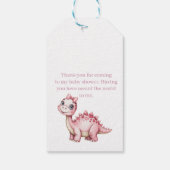 Cute Pink Dinosaur Baby Shower Thank You Geschenkanhänger (Rückseite)