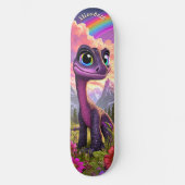 Cute Pink Dinosaur Children Fantasy Art Skateboard (Vorderseite)