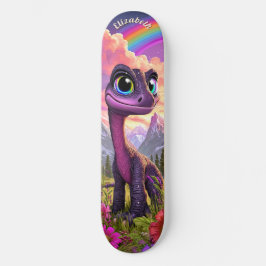 Cute Pink Dinosaur Children Fantasy Art Skateboard