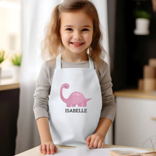Cute Pink Dinosaur Personalized Kinderschürze