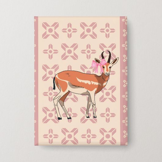 Cute Pink Doe-patterned Christmas Button (Vorderseite)