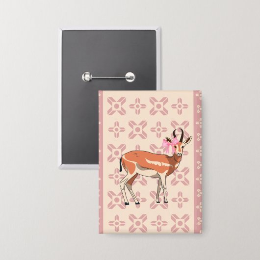 Cute  Pink Doe-patterned Christmas  Button (Vorderseite/Rückseite)