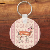 Cute Pink Doe-patterned Christmas Schlüsselanhänger (Vorderseite)