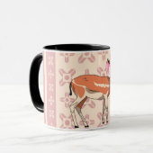 Cute Pink Doe-patterned Christmas Tasse (Vorderseite Links)